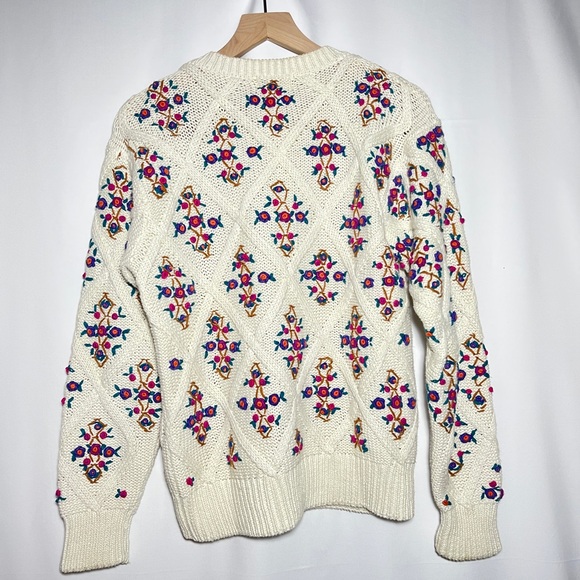 Vintage Chunky Knit Embroidered Floral Sweater - Picture 8 of 8